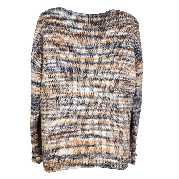 LOFT Sweater Womens Medium Space Dye Pullover Knit Wool Blend Ballet Neck Orange - Picture 2 of 9